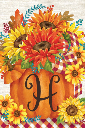 Pumpkin Sunflowers Mono H  5277  Decorative Flag
