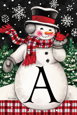 Snowman & Cardinal Mono A  5288  Decorative Flag