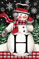 Snowman & Cardinal Mono H  5295  Decorative Flag