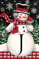 Snowman & Cardinal Mono J  5296  Decorative Flag