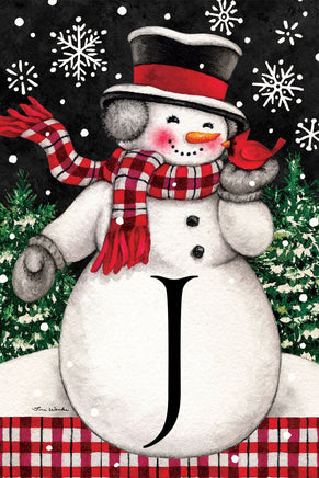 Snowman & Cardinal Mono J  5296  Decorative Flag
