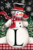 Snowman & Cardinal Mono L  5298  Decorative Flag