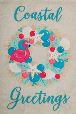 Custom Decor Flamingo Wreath-Burlap 5335 Decorative Flag 5335FM Flags
