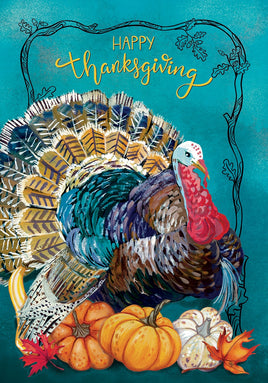 Teal Turkey  5482  Decorative Flag