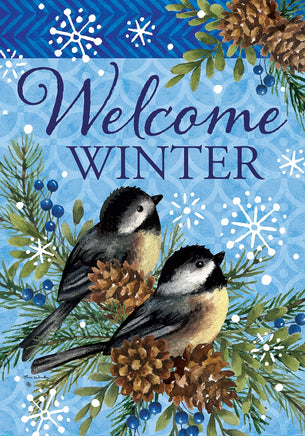 Winter Chickadees  5485  Decorative Flag