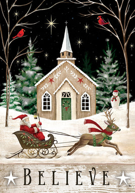 Church and Sleigh  5499  Decorative Flag