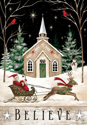 Church and Sleigh  5499  Decorative Flag