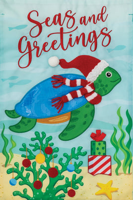 AppliqueChristmas Turtles  5570  Decorative Flag
