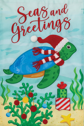 AppliqueChristmas Turtles  5570  Decorative Flag