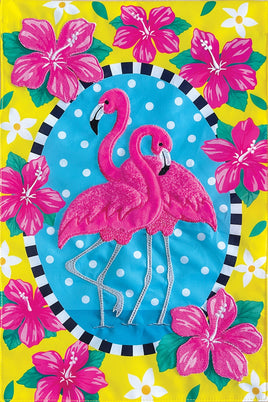 APPLIQUEORAL FLAMINGO  5673  Decorative Flag