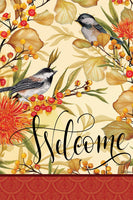 Chickadee an Berries  5688  Decorative Flag