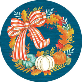 Custom Décor Striped Pumpkin Wreath 5717SC Suncatcher sold by If It's Flags
