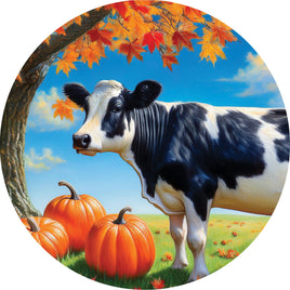 Custom Décor Cow and Pumpkins 5718SC Suncatcher sold by If It's Flags