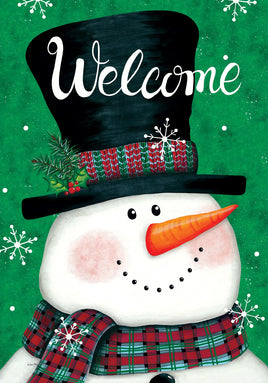 Snowman on Green  5719  Decorative Flag