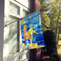 The Boys at the lake or beach  Flag Canvas House Size