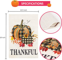 Fall Garden Flag 12×18 Inch, Buffalo Check Double Sided Pumpkin Garden Flag Fall Decor with Sunflowers for Yard House Fall Thanksgiving Pumpkin Front Porch Decor (Black Orange-12.5 X 18)