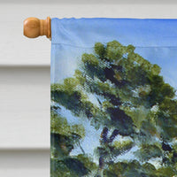 Briard by the stone fence Flag Canvas House Size