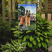 Briard by the stone fence Flag Garden Size