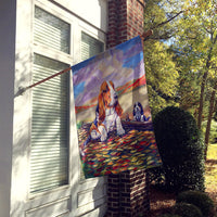 Basset Hound Little one watching Flag Canvas House Size
