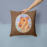 Airedale Terrier in Flowers Fabric Decorative Pillow 7007PW1414