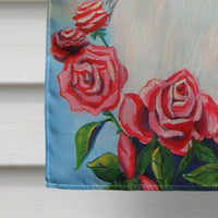 Black and White Papillon in Roses Flag Canvas House Size