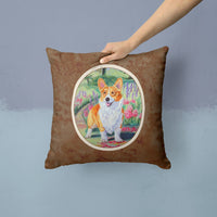 Pembroke Corgi Springtime Fabric Decorative Pillow 7077PW1414