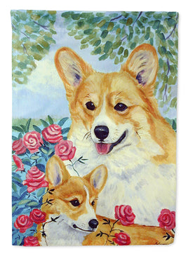 Corgi Momma's Love and Roses Flag Garden Size