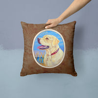 Yellow Labrador at the Beach Fabric Decorative Pillow 7158PW1414