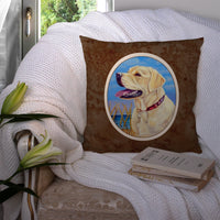 Yellow Labrador at the Beach Fabric Decorative Pillow 7158PW1414