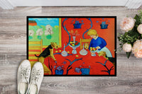 Airedale Terrier with lady in the kitchen Indoor or Outdoor Mat 24x36 Doormat
