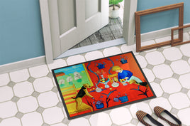 Airedale Terrier with lady in the kitchen Indoor or Outdoor Mat 24x36 Doormat