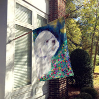 Bichon Frise in the flowers Flag Canvas House Size