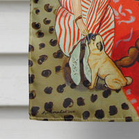 Lady with her Pug Flag Canvas House Size