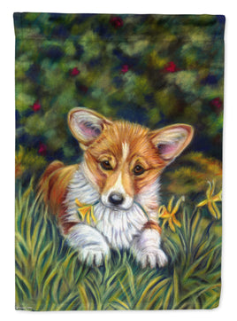 Corgi Pup and Daffodils Flag Garden Size 7300GF
