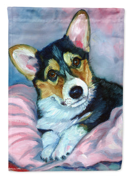 Corgi Puppy with pink blanket Flag Garden Size 7301GF