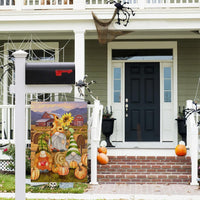 Gnome Fall Garden Flag 12X18 Double-Sided Autumn Garden Flag Farm Sunflower Harvest Vertical Lawn Sign Home Outdoor Decoration