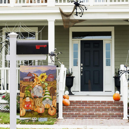 Gnome Fall Garden Flag 12X18 Double-Sided Autumn Garden Flag Farm Sunflower Harvest Vertical Lawn Sign Home Outdoor Decoration