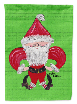 Christmas Santa Fleur de lis Flag Garden Size