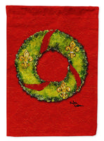 Christmas Wreath Fleur de lis Flag Canvas House Size