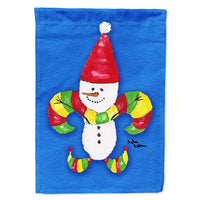 Christmas Snowman Fleur de lis Flag Canvas House Size