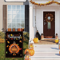 Happy Thanksgiving Garden Flag 12X18 Inch, Fall Turkey Small House Flag Double Sided, Autumn Yard Flag Thanksgiving Harvest Outdoor Decoration