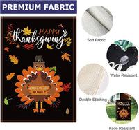 Happy Thanksgiving Garden Flag 12X18 Inch, Fall Turkey Small House Flag Double Sided, Autumn Yard Flag Thanksgiving Harvest Outdoor Decoration