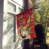 Comic Reindeer with Decorated Antlers Flag Canvas House Size AAH7206CHF