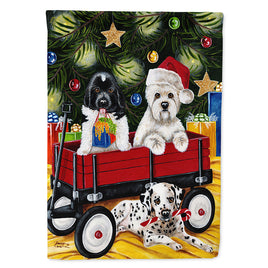 Christmas Westie, Newfoundland, Dalmatian Flag Canvas House Size AMB1445CHF