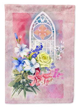 Church Window and Flowers Flag Garden Size APH3934GF