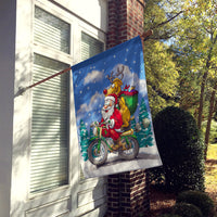 Christmas Santa Claus on a Motorcycle Flag Canvas House Size APH8996CHF