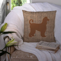 Afghan Hound Burlap and Brown   Canvas Fabric Decorative Pillow BB1066