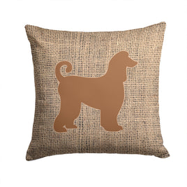Afghan Hound Burlap and Brown   Canvas Fabric Decorative Pillow BB1066