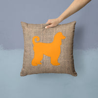 Afghan Hound Burlap and Orange   Canvas Fabric Decorative Pillow BB1066