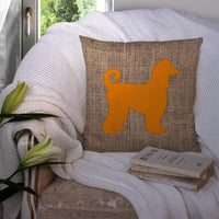 Afghan Hound Burlap and Orange   Canvas Fabric Decorative Pillow BB1066